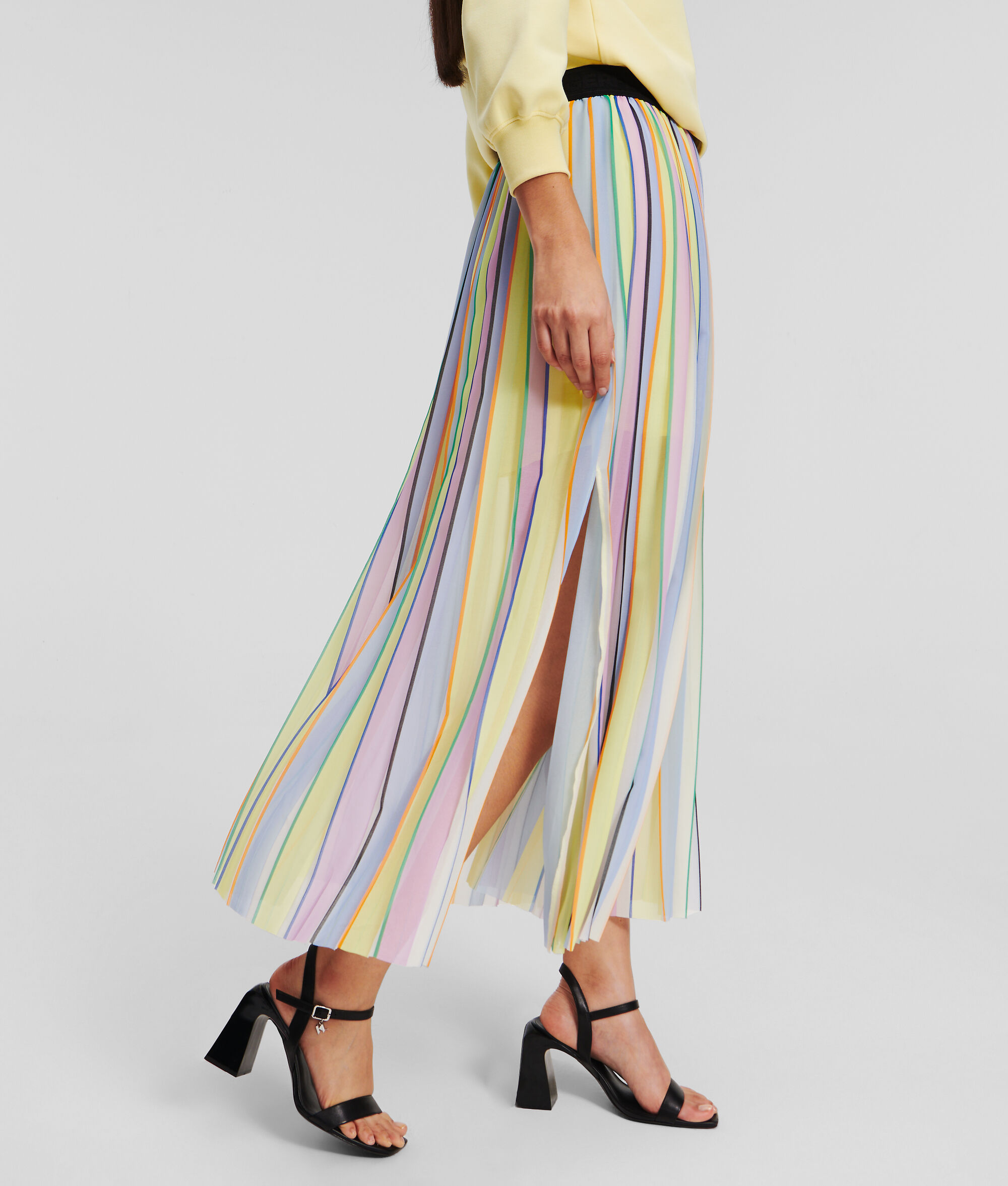 (image for) First-Class Pleated Striped Maxi Skirt